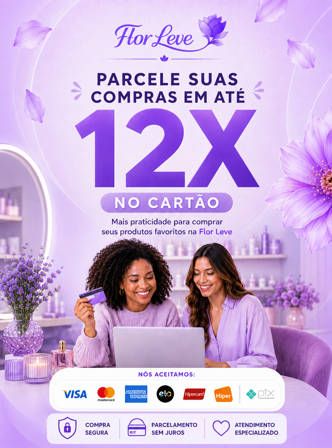 Parcele suas compras em até 12x no cartão